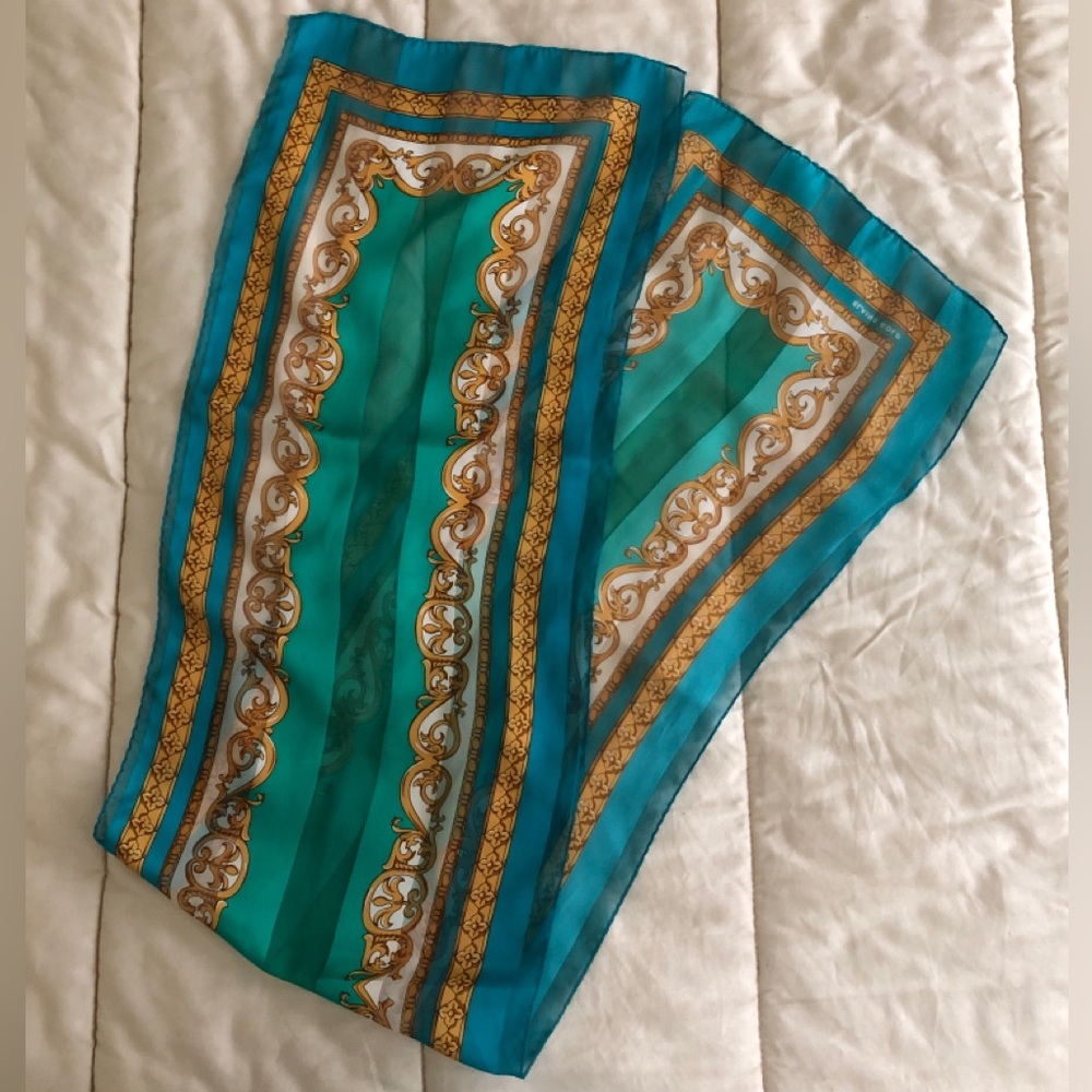 Vintage Elaine Gold Scarf 11.5” x 52” - Picture 7 of 12